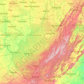 West Virginia topographic map, elevation, terrain