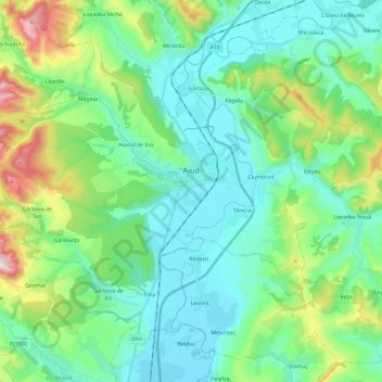 Aiud topographic map, elevation, terrain