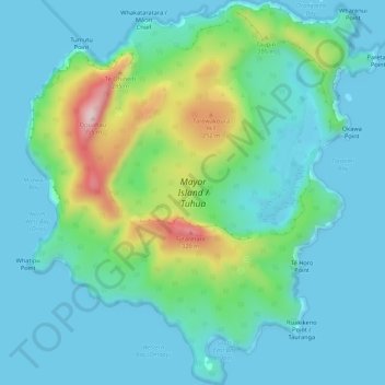 Mayor Island / Tuhua topographic map, elevation, terrain