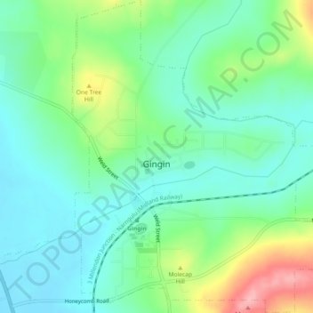 Gingin topographic map, elevation, terrain