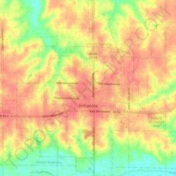 Indianola topographic map, elevation, terrain