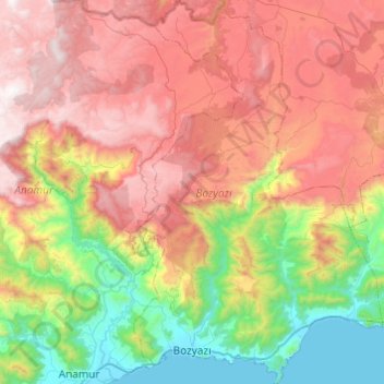 Bozyazı topographic map, elevation, terrain