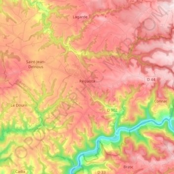 Réquista topographic map, elevation, terrain