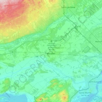 Mirabel topographic map, elevation, terrain