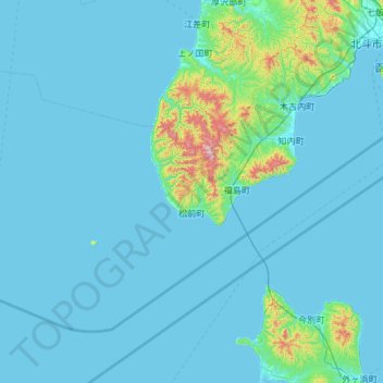 松前町 topographic map, elevation, terrain