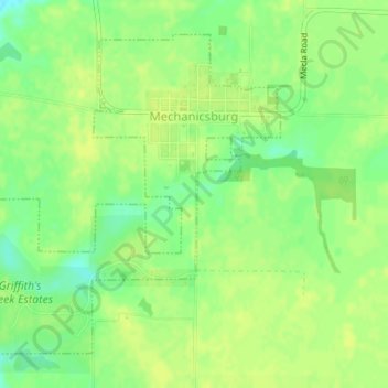 Mechanicsburg topographic map, elevation, terrain