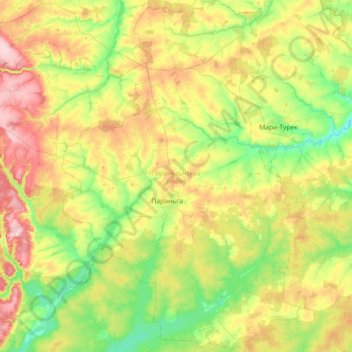 Параньгинский район topographic map, elevation, terrain