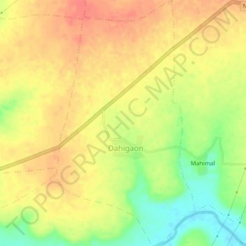 Dahigaon topographic map, elevation, terrain