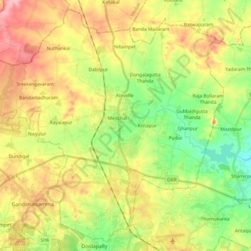 Medchal Mandal Topographic Map Elevation Terrain   Thumbnail 