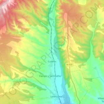 Cuadros topographic map, elevation, terrain