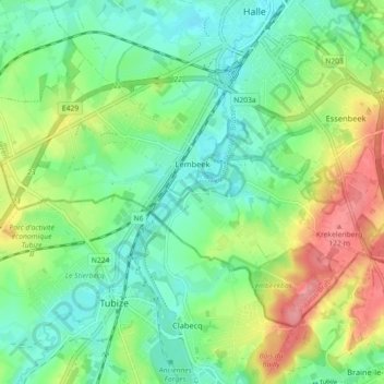 Lembecq topographic map, elevation, terrain