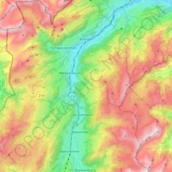 Boltigen topographic map, elevation, terrain