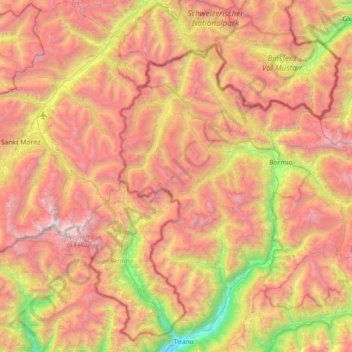 Chaîne de Livigno topographic map, elevation, terrain