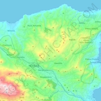 Neapoli Municipal Unit topographic map, elevation, terrain