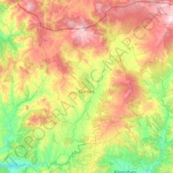 Gördes topographic map, elevation, terrain