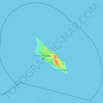 Aruba topographic map, elevation, terrain