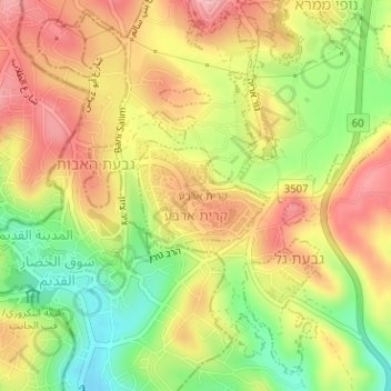 Kiryat Arba topographic map, elevation, terrain