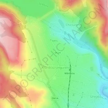 Prahova topographic map, elevation, terrain