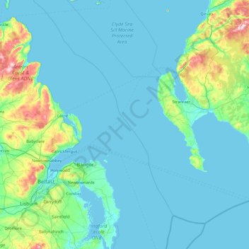 Northern Ireland topographic map, elevation, terrain