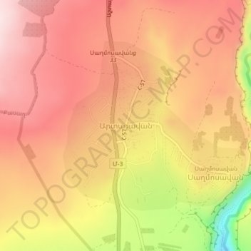 Artashavan topographic map, elevation, terrain