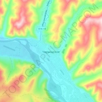 Чарышское topographic map, elevation, terrain