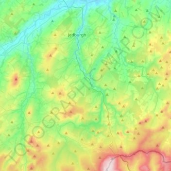 Jed Water topographic map, elevation, terrain