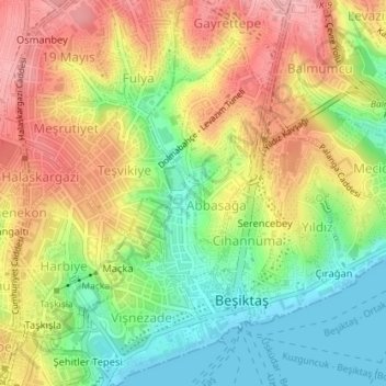 Dünya Barış Parkı topographic map, elevation, terrain