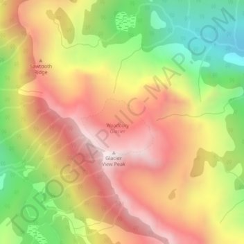 Woodbury Glacier topographic map, elevation, terrain