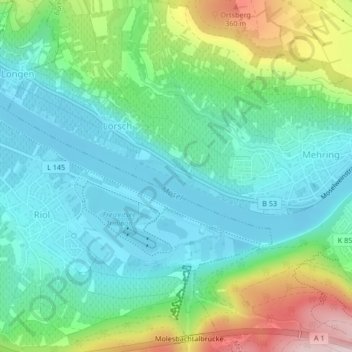 Mosel topographic map, elevation, terrain