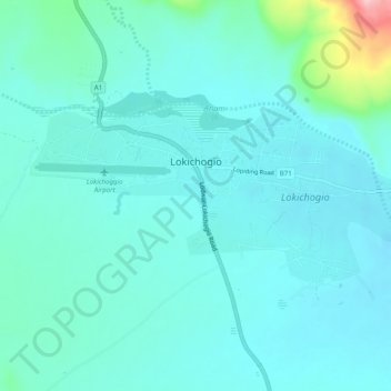 Lokichogio topographic map, elevation, terrain