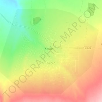 Qapal topographic map, elevation, terrain