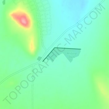 Mitford Dam topographic map, elevation, terrain