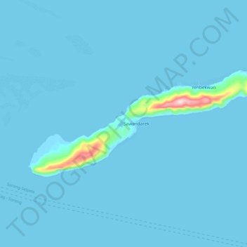 Pulau Mansuar topographic map, elevation, terrain