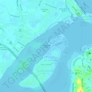 Duyung Small Island topographic map, elevation, terrain