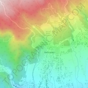 Lokawisata Baturraden topographic map, elevation, terrain