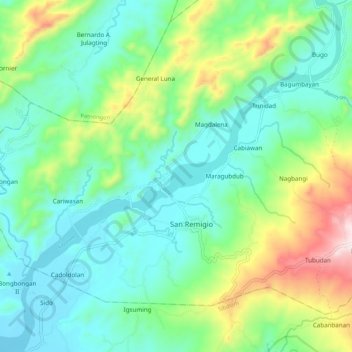 Sibalom topographic map, elevation, terrain