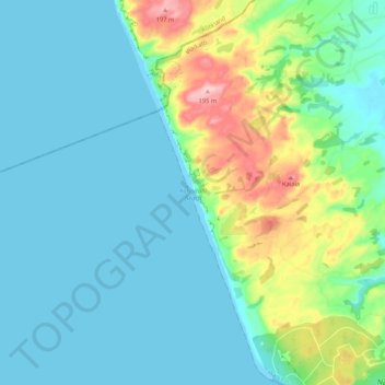 Karioitahi Beach topographic map, elevation, terrain