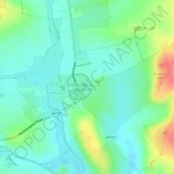 Avebury Stone Circle topographic map, elevation, terrain