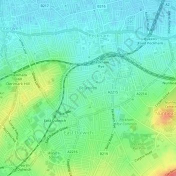 Bellenden topographic map, elevation, terrain