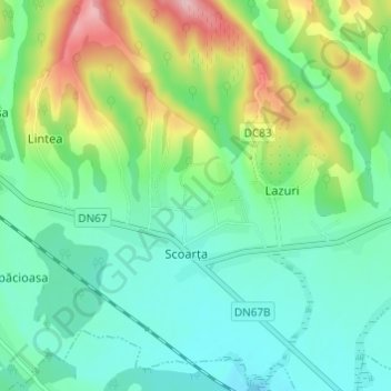 Gorj topographic map, elevation, terrain