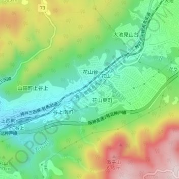 志染川 topographic map, elevation, terrain