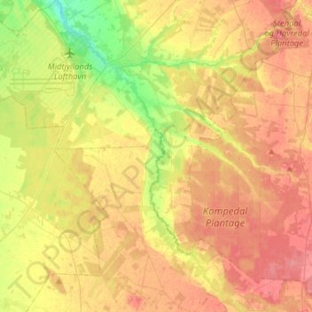 Karup Å topographic map, elevation, terrain