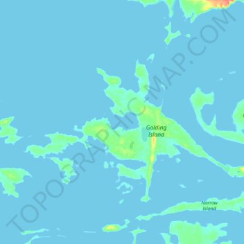 Golding Island topographic map, elevation, terrain