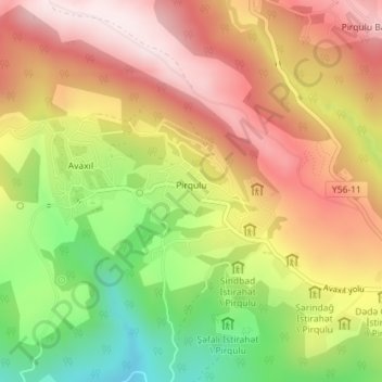 Pirqulu topographic map, elevation, terrain