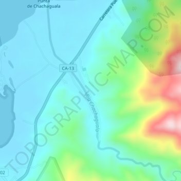 Río Chachaguala topographic map, elevation, terrain