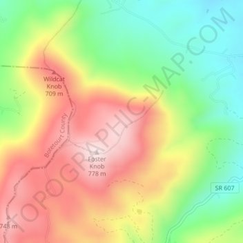 Blue Ridge Mountains topographic map, elevation, terrain