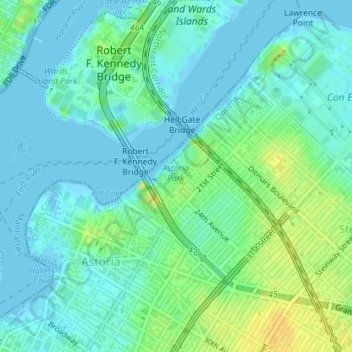 Astoria Park topographic map, elevation, terrain
