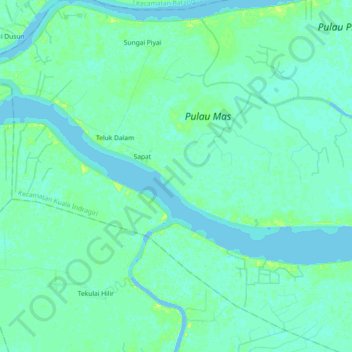 Sungai Indragiri topographic map, elevation, terrain