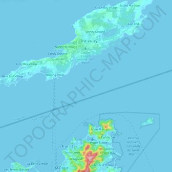 Anguilla Channel topographic map, elevation, terrain