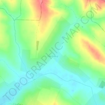 Zakrivtsi topographic map, elevation, terrain